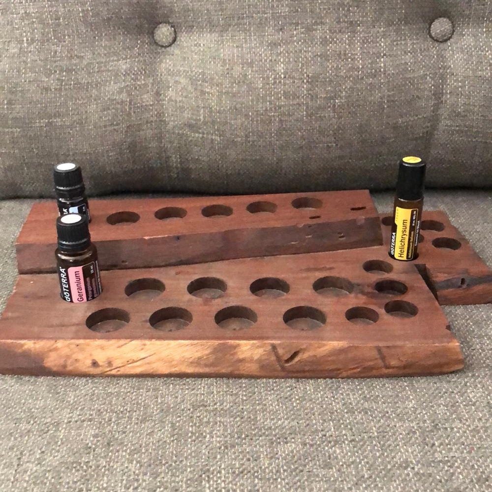 Dark Brown Wood Essential Oil Display